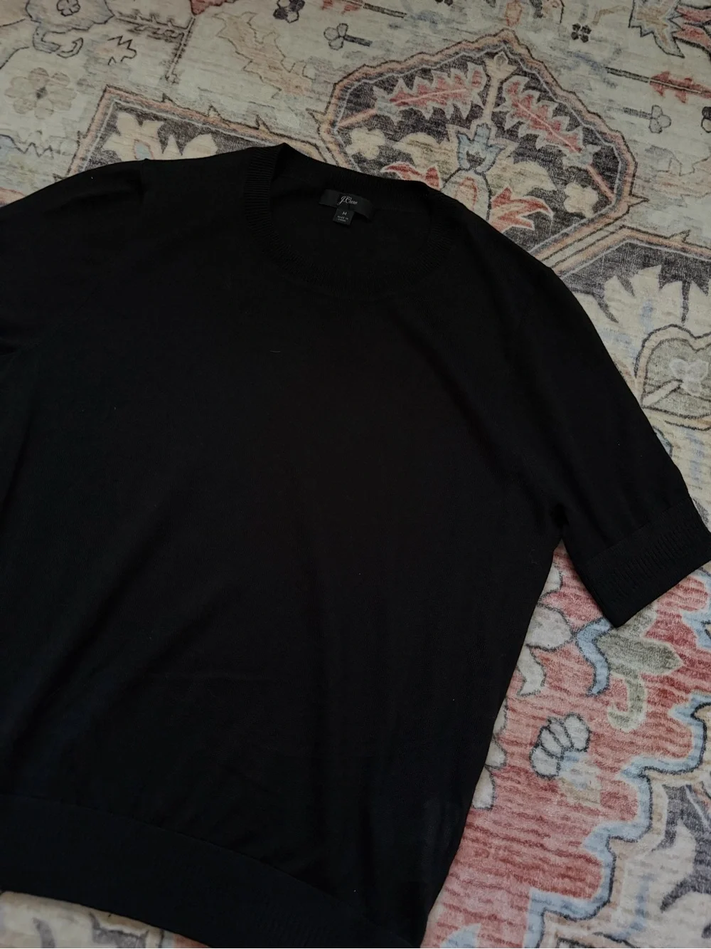 J. Crew Black Short-Sleeve Knit Top